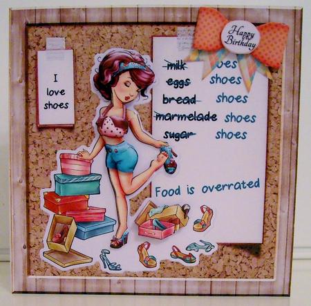7.5 x 7.5 Card Topper with Insert Who Loves Shoes by Pam Stubley