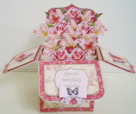 Lilies & Roses Pop Up Box Card 7.5" by Pam Stubley