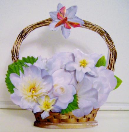 686 White Flower Basket   Hand and MACHINE Formats by Pam Stubley