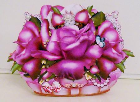 Lilac Roses Basket by Pam Stubley