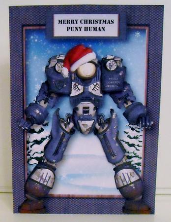 Merry Christmas Puny Human - Blue Robot by Pam Stubley