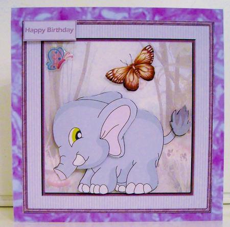 Nell the Elephant Card with Decoupage by Pam Stubley