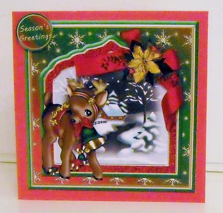Baby Reindeer Fancy Frame Card Front by Pam Stubley
