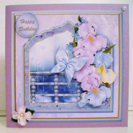Pretty Irises Fancy Frame Card Front by Pam Stubley