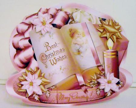 Christmas Gift Book with Soft Rose Poinsettias by Pam Stubley