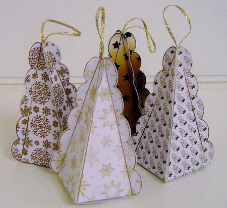 Christmas Tree Boxes - Gold and White Set by Pam Stubley
