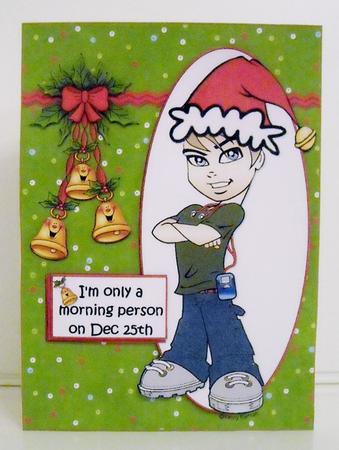 Teen Boy Loves Christmas Quick Card by Pam Stubley