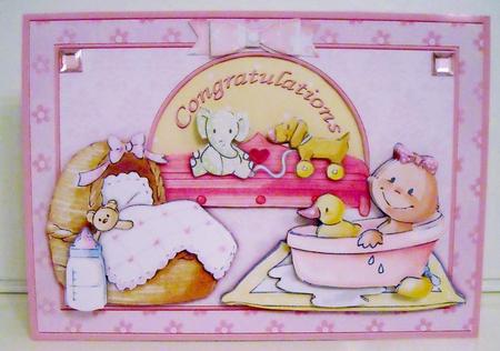 New Baby Girl in a Spin Card Kit & Decoupage by Pam Stubley