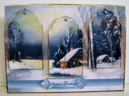 Snowy Evening Panel Card with Toppers by Pam Stubley
