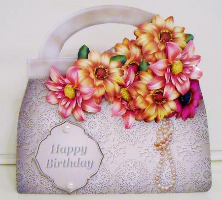 Dahlias Handbag Card Mini Kit by Pam Stubley