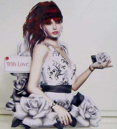 Flower Girls Shaped Card Mini-kit - Monochrome Lady by Pam Stubley