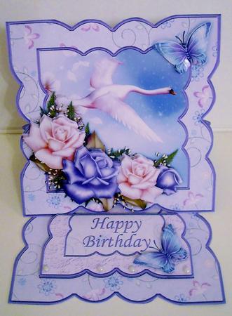 Swans & Roses Easel Card Kit with Decoupage by Pam Stubley