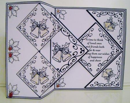 Fold Back Pop-up - Christmas Bells (black & White) by Pam Stubley