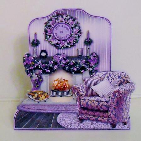 Shaped Triangular Base Purple Christmas Fireplace Mini Kit by Pam Stubley
