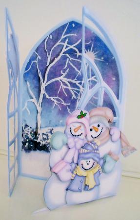 Gothic Window A5 Gatefold Mini-kit - Cosy Snow Family by Pam Stubley