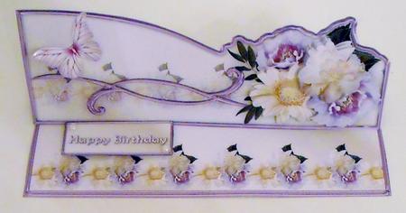 Cream and Lilac Flowers Large Dl Easel Mini Kit by Pam Stubley