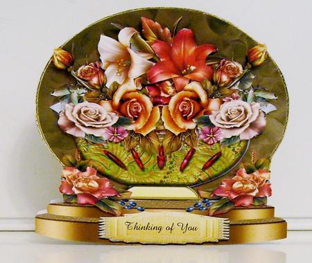 Autumn Roses Shaped Card Plus Gift Card by Pam Stubley