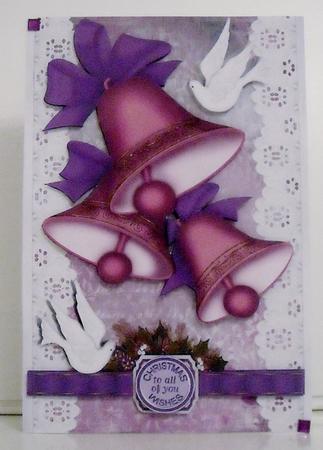 Purple/pink Bells with White Lace & Doves by Pam Stubley