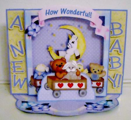 Shadow Box Easel Card Kits - New Baby Train by Pam Stubley