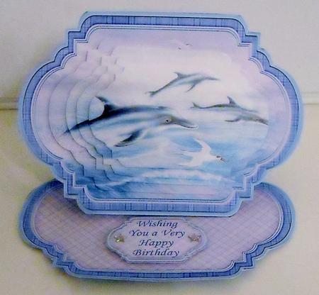 Dolphins Birthday Easel Card Kit & Pyramage by Pam Stubley