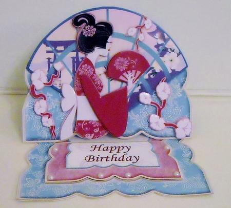 Oriental Fan Over the Edge Easel Card Kit by Pam Stubley