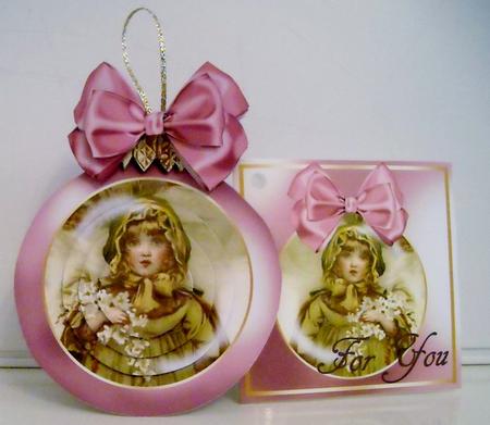 Christmas Bauble Card Double-sided Mini-kit-country Girl by Pam Stubley