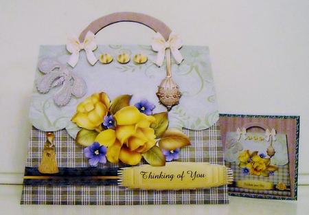 Shabby Chic Handbag Shaped Card Plus Bonus Gift Card by Pam Stubley