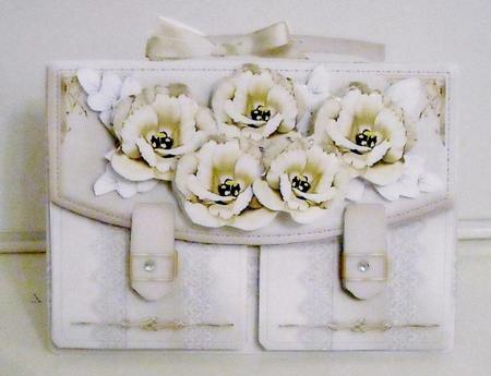 Satchel Handbag Tent Card Mini-kit - Ivory Satin & Lace by Pam Stubley