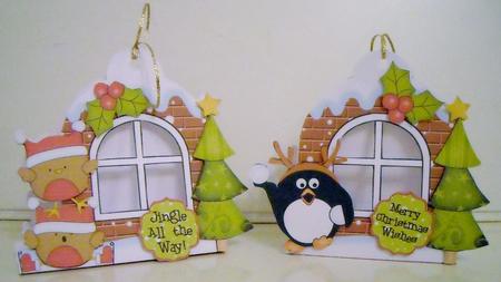3D Pip Penguin Xmas Window Treat Holder Christmas Decoration by Pam Stubley