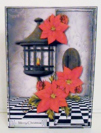 Oriental Lantern 5 Christmas Poinsettias by Pam Stubley