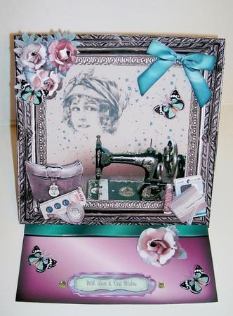 Sewing Frame Easel Card with Bookmark Mk by Pam Stubley