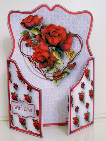 Red Roses Romance Shaped Gatefold Card Mini Kit by Pam Stubley