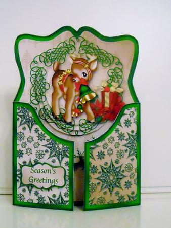 Christmas Reindeer Shaped Gatefold Card Mini Kit by Pam Stubley