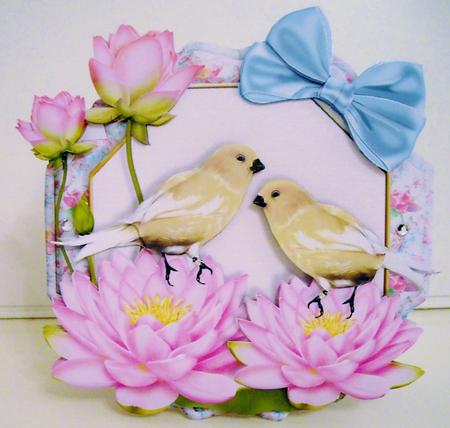 Country Birds 7x7 Tent Card Mini-kit - Cerise Waterlily by Pam Stubley