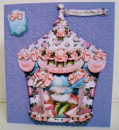 Vintage Bird Cage with English Roses by Pam Stubley