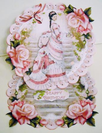 Victorian Lady Rose Sophistication Scalloped Round Easel by Pam Stubley