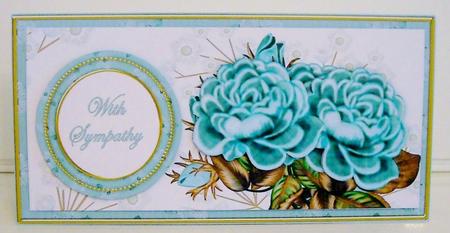 Dteal Roses with Sympathy Dl Decoupage Topper by Pam Stubley