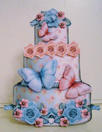 Gorgeous Shabby Chic Wedding Cake Shaped Card Kit by Pam Stubley