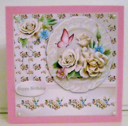 Cream Roses Cameo Card Mini Kit by Pam Stubley