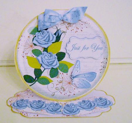 Blue Rose Just for You Pretty Circle Easel Card Mini Kit by Pam Stubley