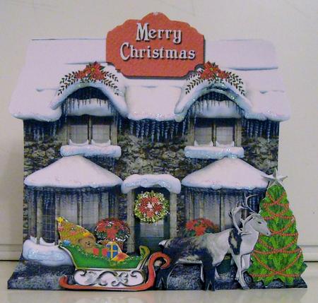 Santa's Cottage Shaped Card Plus Gift Card by Pam Stubley