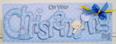 Large Dl Christening Quick Card N 3D Decoupage by Pam Stubley