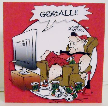 Birthday Football and Beer Red Quick Card by Pam Stubley