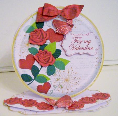 Red Rose for My Valentine Pretty Circle Easel Card Mini Kit by Pam Stubley