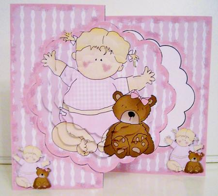 Baby Girl with Teddy Scalloped Fold Back Mini Kit by Pam Stubley