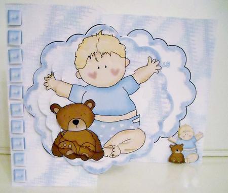 Baby Boy with Teddy Scalloped Fold Back Mini Kit by Pam Stubley