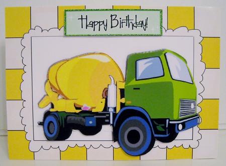 Cement Mixer Truck, in Check Frame by Pam Stubley