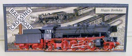 Locomotive Train 4 x 10 Long Topper with Decoupage by Pam Stubley