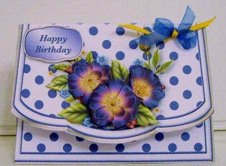 Purple Flowers Flapover Clutch Bag Card Mini Kit by Pam Stubley