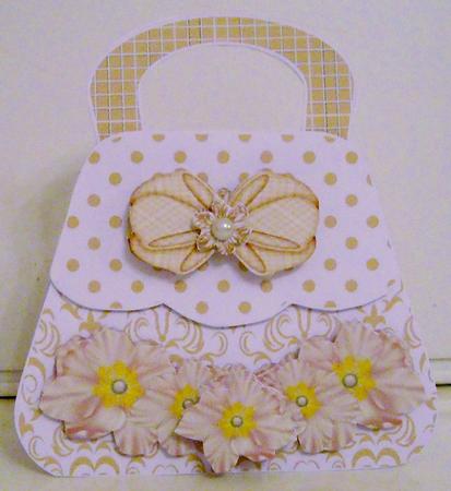 Mini Kit Bag Card Bow & Flowers by Pam Stubley